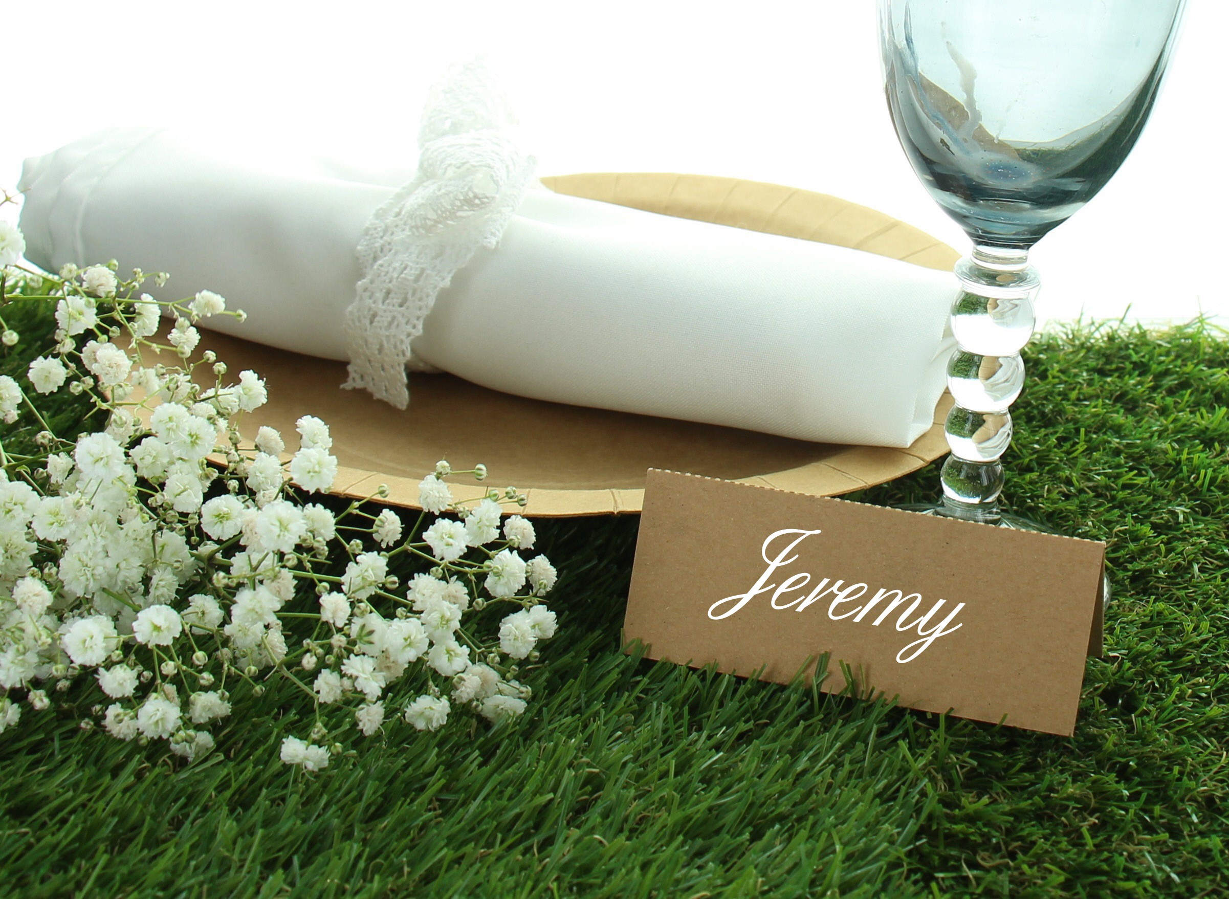 12 ETIQUETTES CHEVALET PORTE NOM KRAFT - Magenta Mariage